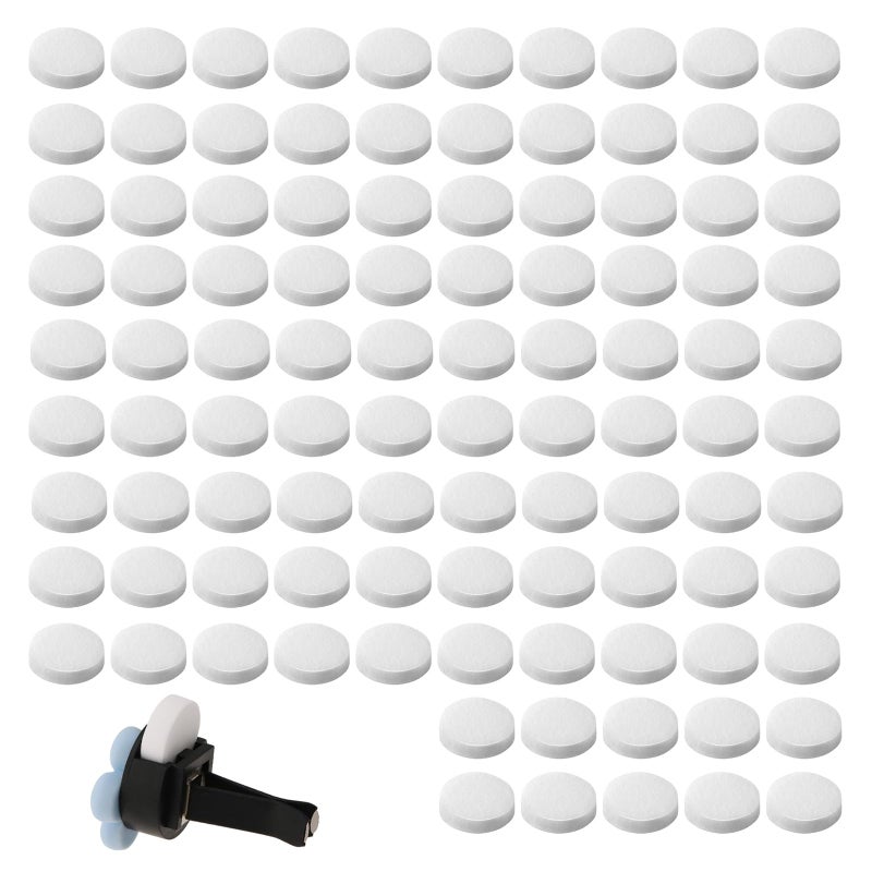 Pretwad 100 Pcs Car Air Freshener Refill Felt Pads - 17 Mm Unscented Essential Oil Perfume Refill Pads  Air Freshener Replacement Pad  Universal Essential Oil Diffuser Pad For Vent Clips  Home  Car Use - Image 1