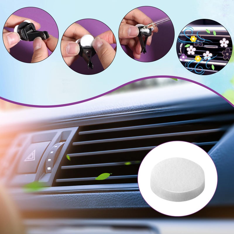Pretwad 100 Pcs Car Air Freshener Refill Felt Pads - 17 Mm Unscented Essential Oil Perfume Refill Pads  Air Freshener Replacement Pad  Universal Essential Oil Diffuser Pad For Vent Clips  Home  Car Use - Image 3