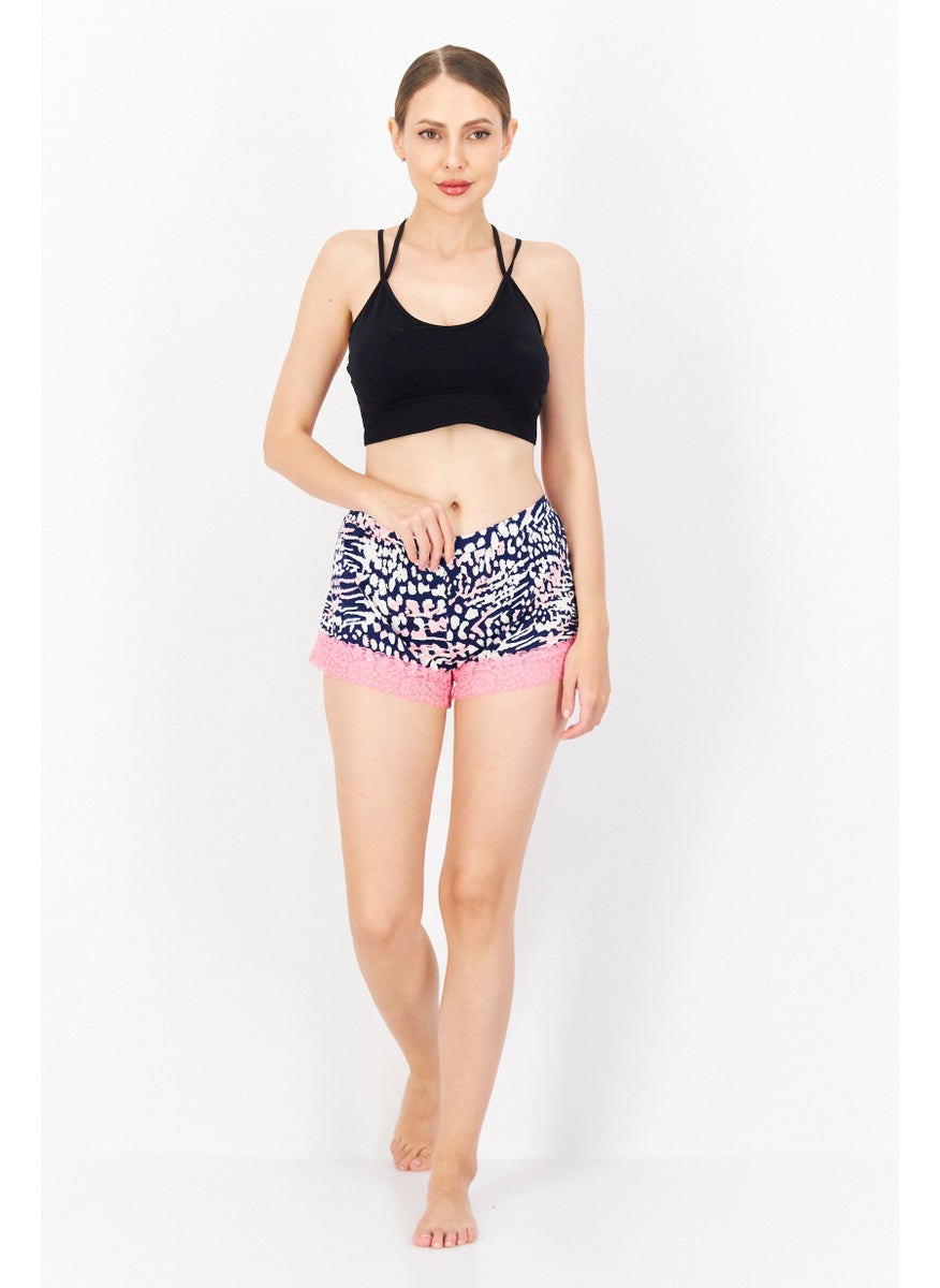 Lady Princess - Women 2 Pack Allover Print Pyjama Short, Blue - Image 1