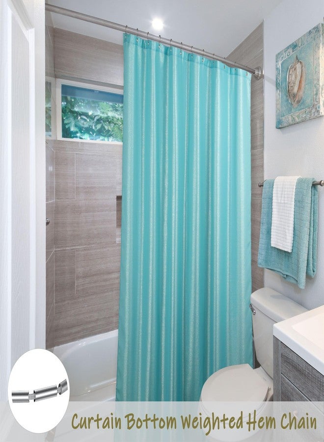 Popkozzi Aqua Blue Glitter Shower Curtain: Turquoise Teal Sparkle Bling Shiny Fabric Decorative Shower Curtains for Bathroom - Waterproof Washable Luxury Metallic Shimmer Satin Bath Curtain - 72x72 - Image 5