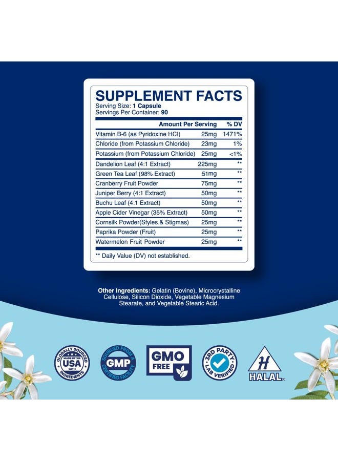 Tevare Water Retention Pills for Women & Men - Herbal Diuretic Supplements - Fluid Retention Supplement with Dandelion Leaf Extract & Green Tea for Bloating Relief - Pills for Leg & Feet Swelling - 90 Count  - Image 3