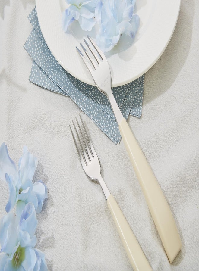 ANNOVA Silverware Set Stainless Steel Colorful Handle Tableware Kitchen Flatware Set Utensils, Includes Dinner Knives, Forks, Spoons, Salad Forks & Dessert Spoons (Cream, 20 Pieces) - Image 5