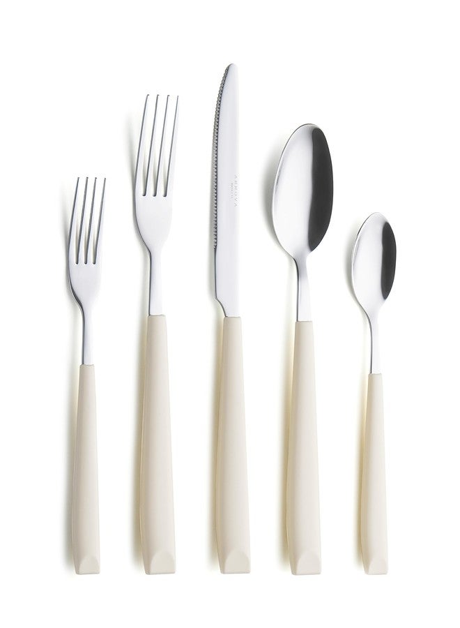 ANNOVA Silverware Set Stainless Steel Colorful Handle Tableware Kitchen Flatware Set Utensils, Includes Dinner Knives, Forks, Spoons, Salad Forks & Dessert Spoons (Cream, 20 Pieces) - Image 1