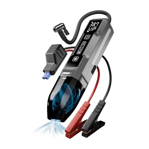 XECH 4-in-1 Car Vacuum Cleaner Cordless with Tyre Inflator, Jump Starter & Emergency Light | Portable Car Emergency Kit, 150 PSI Air Pump, 600A Battery Booster (SuperVac) - Image 1