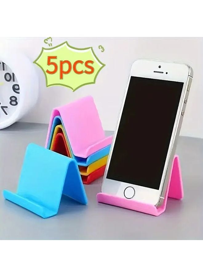 5pcs Assorted Color Phone Stand Tablet Holder Durable Plastic Triangular Shape For Office Home - Image 3