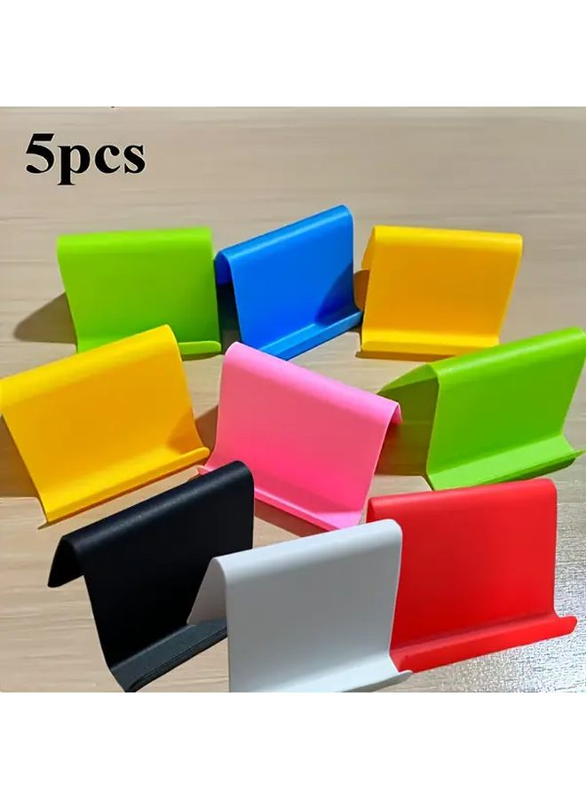 5pcs Assorted Color Phone Stand Tablet Holder Durable Plastic Triangular Shape For Office Home - Image 1