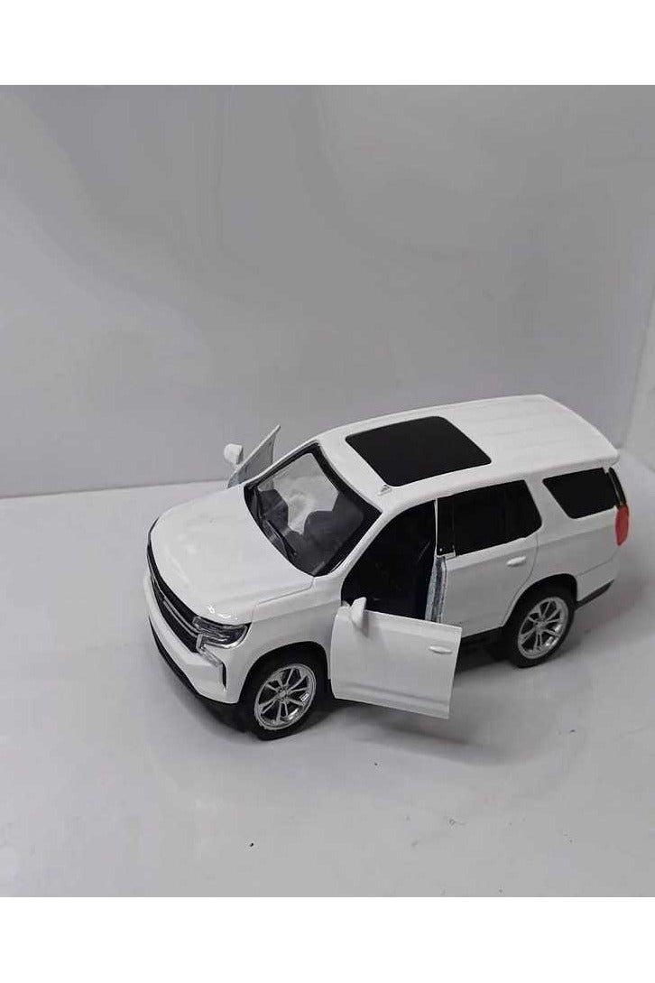 داي كاست سيارة شيفروليه تاهو SUV نموذج مصبوب بمقياس 1/46 مع أضواء وصوت – سيارة رياضية مصنوعة من سبيكة معدنية مصبوبة – أبواب أمامية تفتح – الحجم حوالي 12.7 سم (بدون صندوق - أبيض) - Image 4