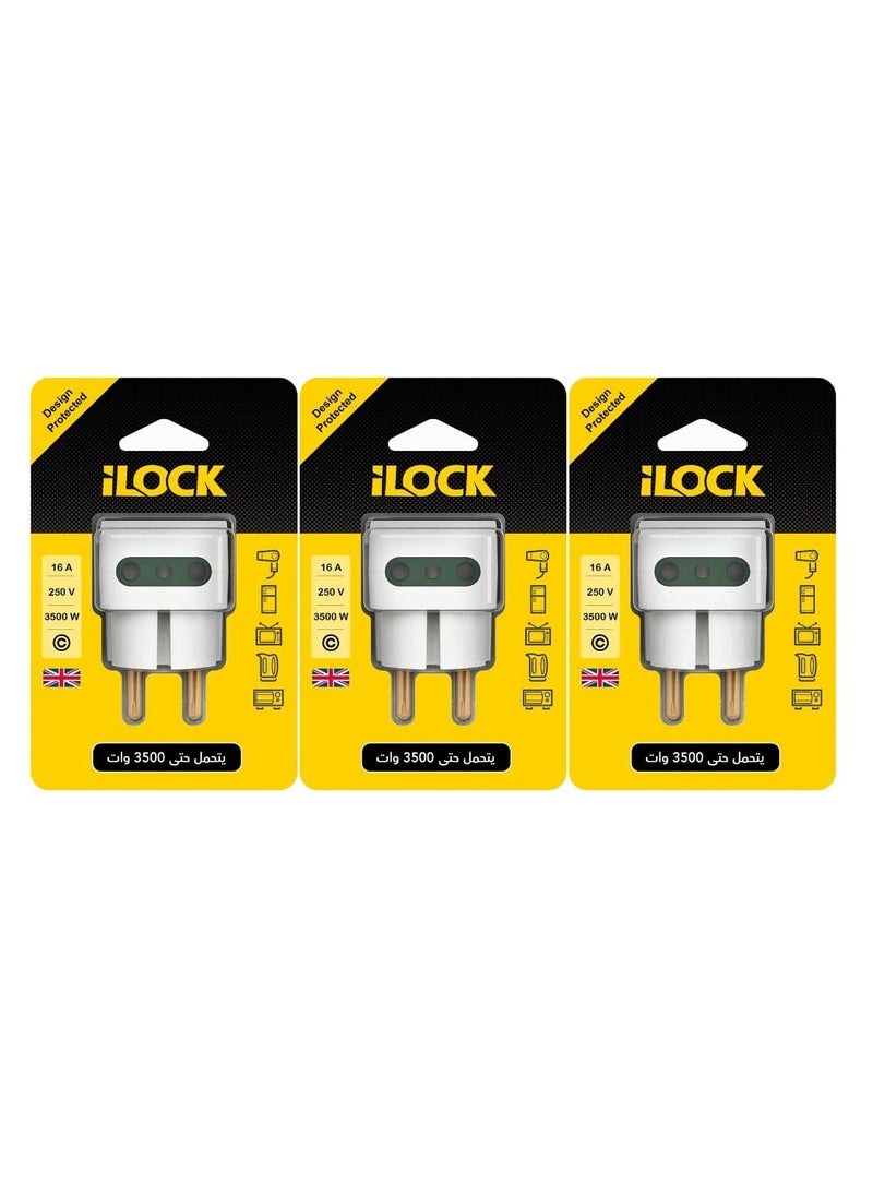 iLOCK - iLOCK 3 Port Wall Adapter 16A 250V 3500 Watt White *3 - Image 1