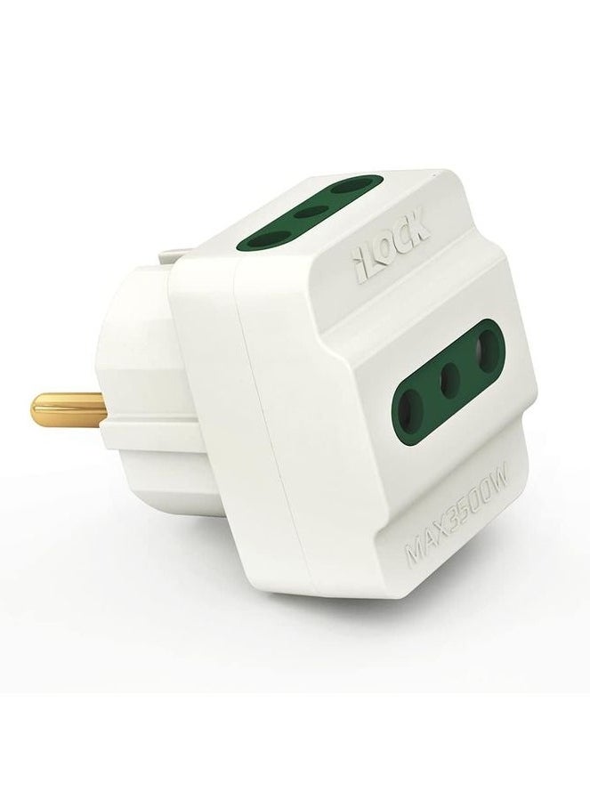 iLOCK - iLOCK 3 Port Wall Adapter 16A 250V 3500 Watt White *3 - Image 1