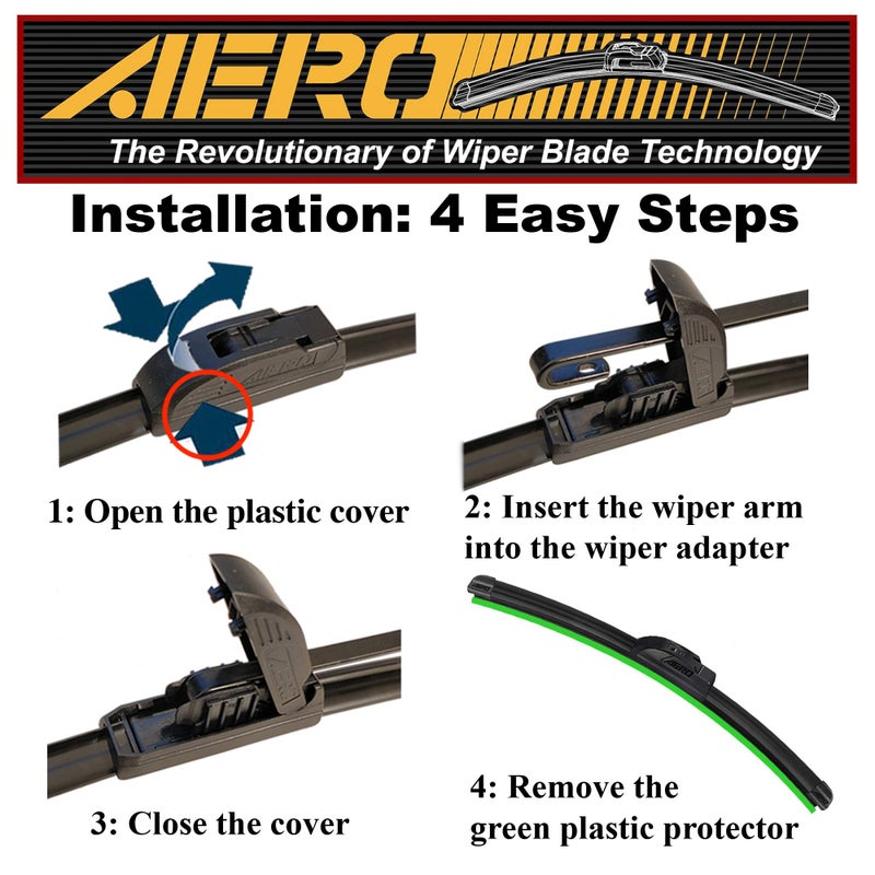 AERO Voyager 26" + 16" Premium All-Season OEM Quality Windshield Wiper Blades with Extra Rubber Refill + 1 Year Warranty (Set of 2) - Image 5