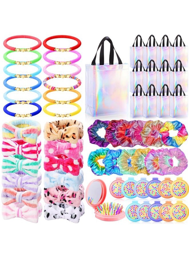 Suncalla 60 Pcs Girl Trip Gifts Favors 2025 Girls Weekend Party Favors Gift Bags Friendship Bracelets Spa Headband Hair Scrunchie Comb with Makeup Mirror for Sleepover Slumber Bachelorette Party - Image 1