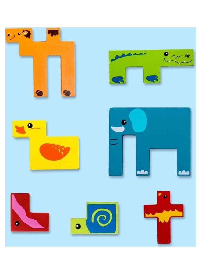 مجموعة مكعبات أحجية قطع بناء من الخشب بتصميم لعبة التفكير - Image 4