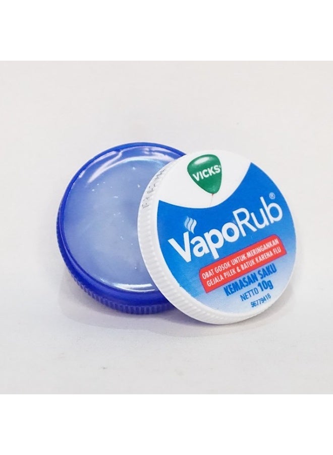 Vicks VapoRub Medicated Ointment for Cold & Cough Relief 10g | Fast Relief for Blocked Nose, Nasal Congestion, Cough, Muscle & Joint Aches | With Camphor, Menthol & Eucalyptus Oil