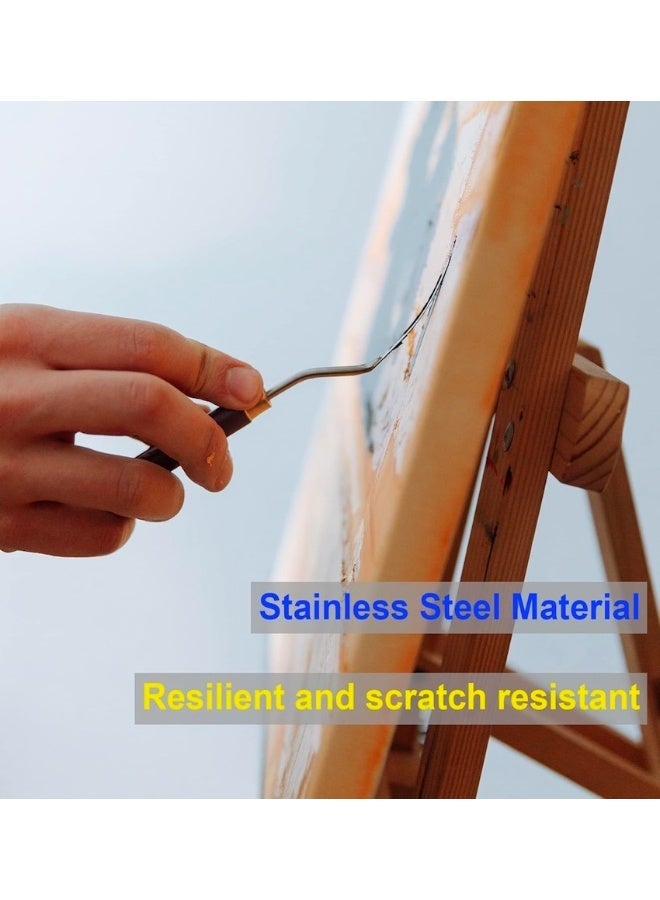 مجموعة سكاكين رسم مكونة من 5 قطع، مناسبة للرسم بالألوان الأكريليكية والزيتية وتزيين الكيك، مصنوعة من الفولاذ المقاوم للصدأ، تتضمن سكين رسم وملعقة فنية لأنواع مختلفة من الرسم ومزج الألوان والتلطيخ. - Image 5