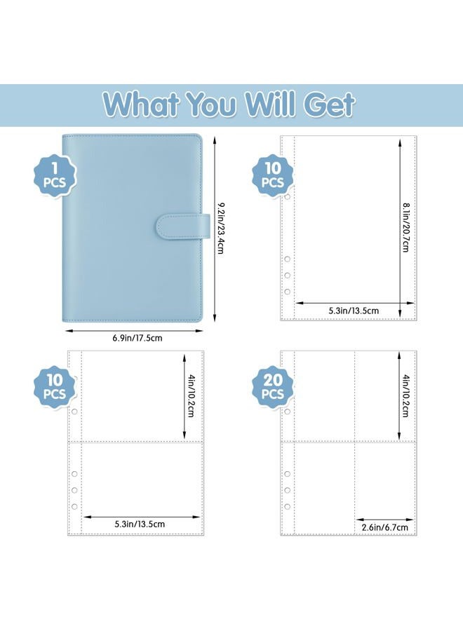 Antner A5 Kpop Photocard Binder 6-Ring Card Collector Album with 40 Pack Card Sleeves, PU Leather Photocard Holder Book with Multi-Size Photo Protectors for Organizing Trading Cards, Airy Blue - Image 2