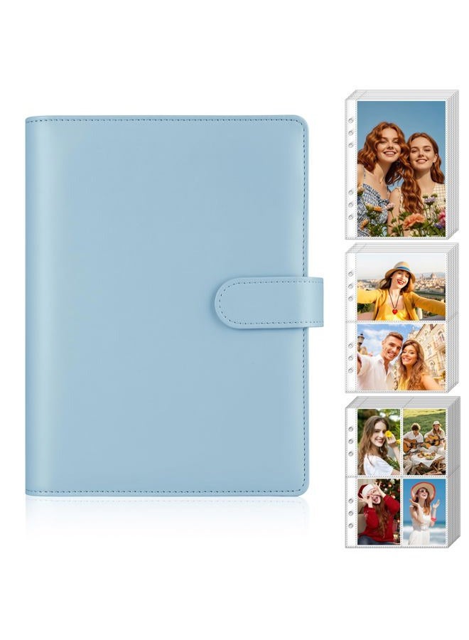 Antner A5 Kpop Photocard Binder 6-Ring Card Collector Album with 40 Pack Card Sleeves, PU Leather Photocard Holder Book with Multi-Size Photo Protectors for Organizing Trading Cards, Airy Blue - Image 1