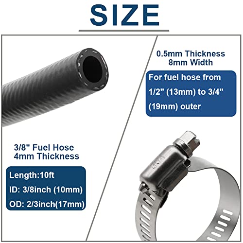 Byredio 3/8 Fuel Line 6AN High Pressure Transmission Cooler Hose Push on Hose with 10 Clamps for Small Engine 10 Feet - Image 3