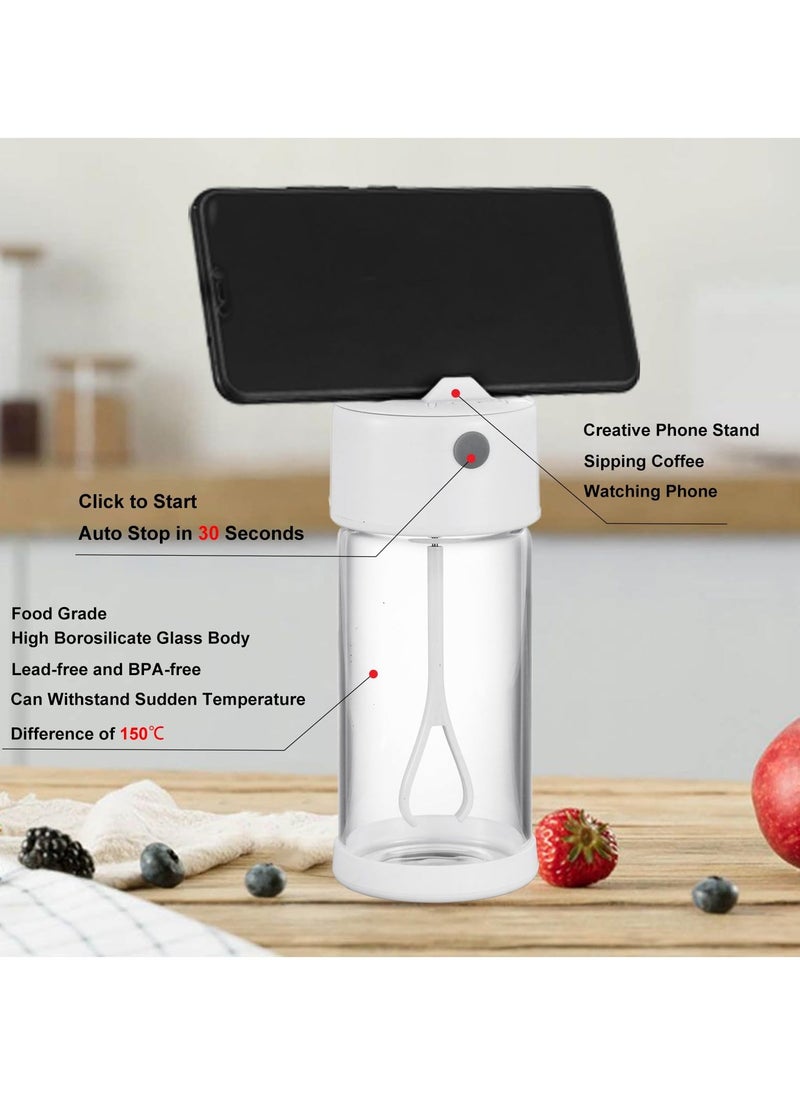 Battery-Powered Self Stirring Mug, Electric Automatic Stirring Cup, 300ml Glass Self Mixing Coffee Mug with Lid & Handle for Office, Home, Travel, Milk, Protein, Chocolate, Juice - Image 2