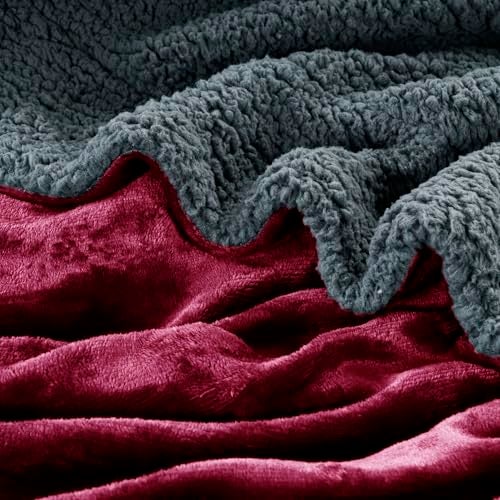 CHANDRAVATI Double Bed Sherpa Blanket | Soft Polyester Micromink Flannel Bedding | Solid Plain Cozy & Warm Blanket for Bedroom & Sofa (Maroon, Double, 200 TC) - Image 3