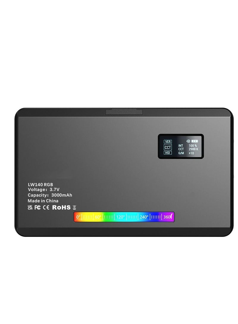 W140 RGB LED Video Light Rechargeable Photography Fill Light CRI95+ 2500K-9000K Dimmable 20 Lighting Effects with LCD Display Cold Shoe Adapter for Vlog Live Streaming Video Conference Product  - Image 1