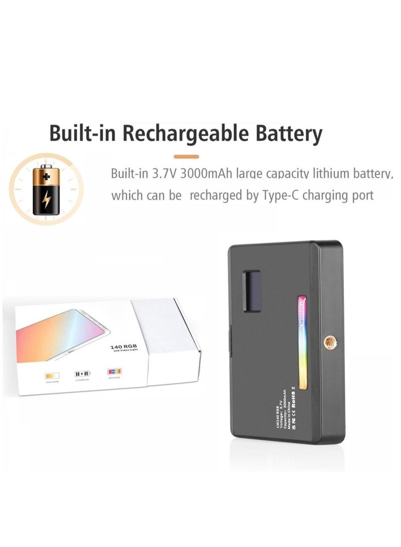 W140 RGB LED Video Light Rechargeable Photography Fill Light CRI95+ 2500K-9000K Dimmable 20 Lighting Effects with LCD Display Cold Shoe Adapter for Vlog Live Streaming Video Conference Product  - Image 3