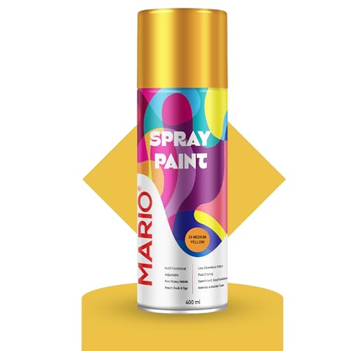 Mario Spray Paint – 25 Medium Yellow (400ml) | Multipurpose Yellow Spray Paint for Automotive, Furniture, Crafts & DIY Use | Quick Dry Finish - Image 1