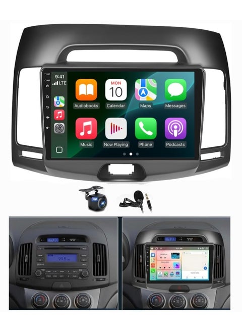 شاشة ستيريو سيارة أندرويد مناسبة لسيارة هيونداي النترا مع Apple Carplay Android Auto Wireless 2007-2010 2 جيجابايت رام 32 جيجابايت روم واي فاي إلنترا راديو بلوتوث كاميرا عالية الدقة متضمنة واجهة سريعة