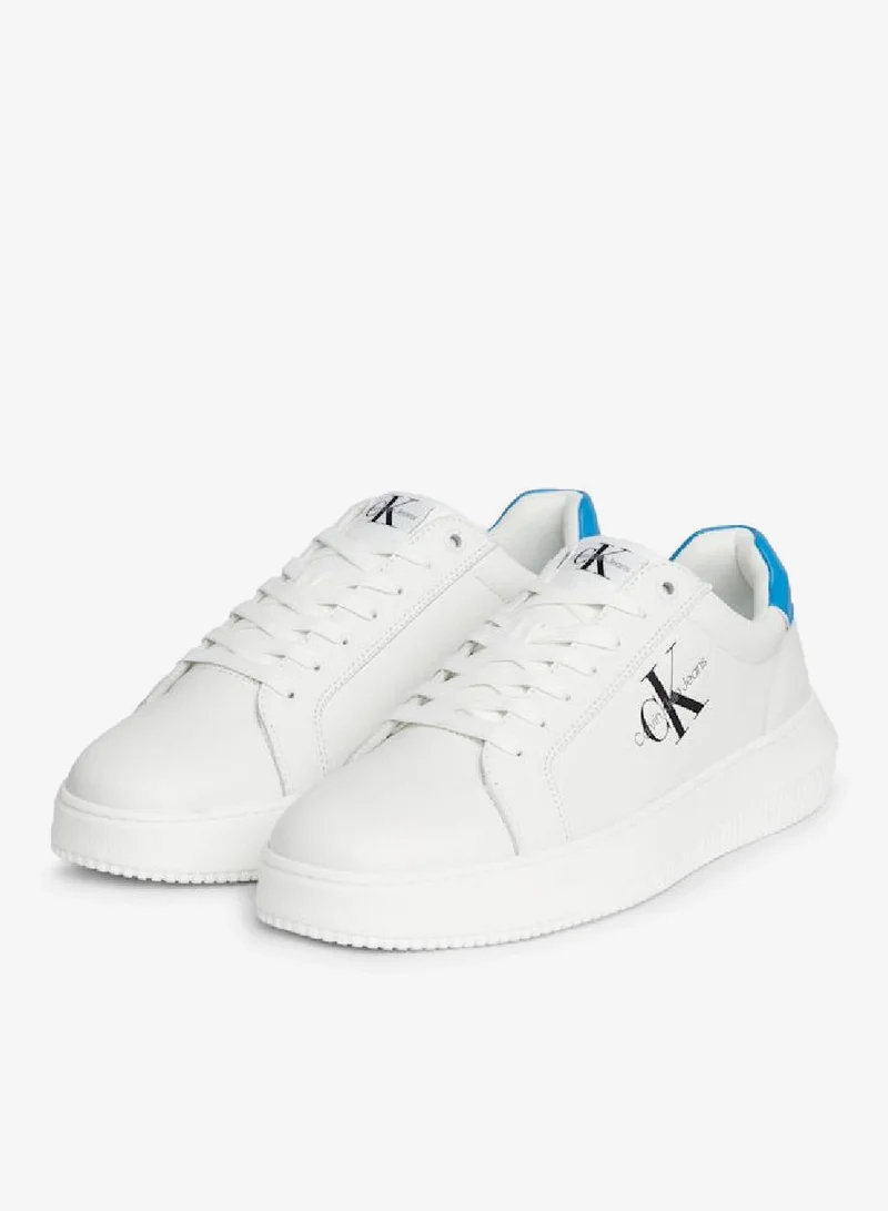 كالفن كلاين جينز حذاء رياضي رجالي منخفض مع قاعدة سميكة بنقوش أحادية، جلد