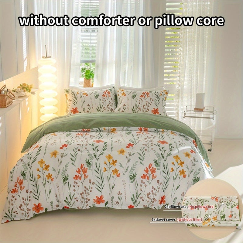 3pcs Floral Multicolor Printed Down Comforter Cover Set - Image 4