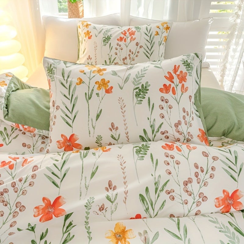 3pcs Floral Multicolor Printed Down Comforter Cover Set - Image 5