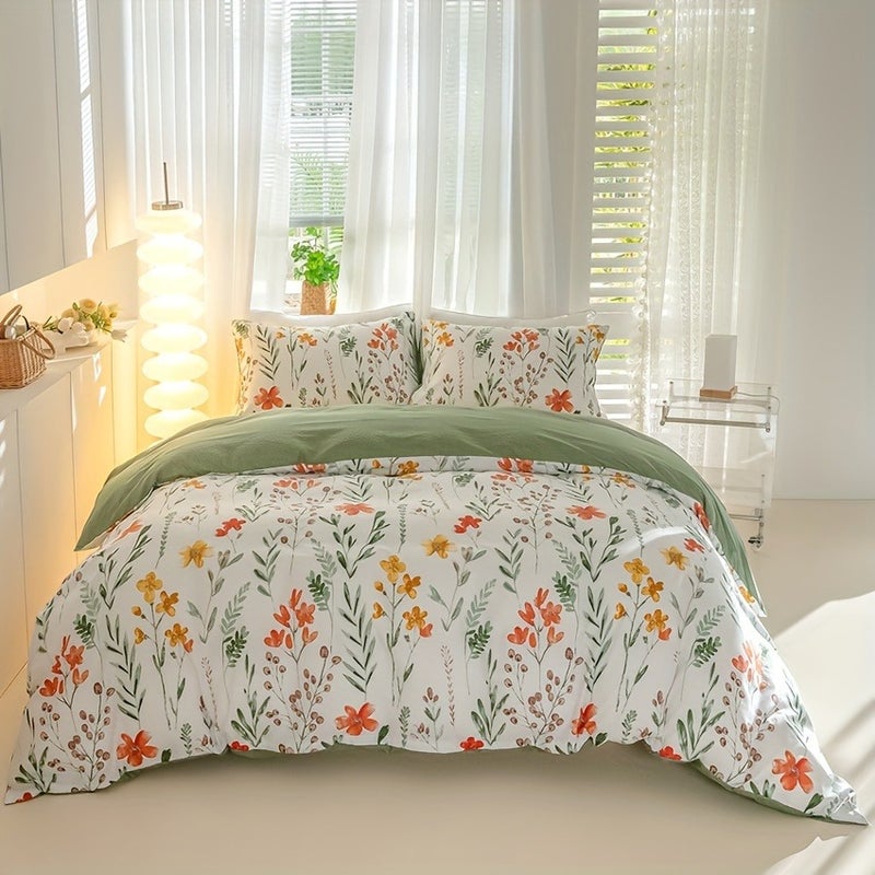 3pcs Floral Multicolor Printed Down Comforter Cover Set - Image 1