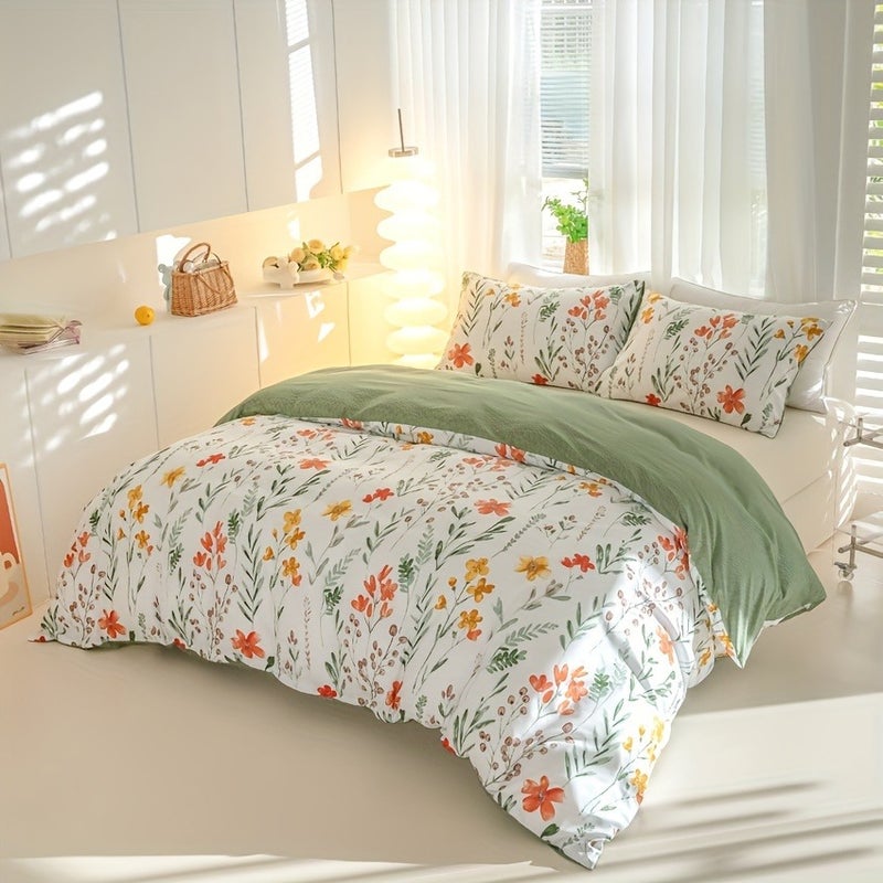 3pcs Floral Multicolor Printed Down Comforter Cover Set - Image 3