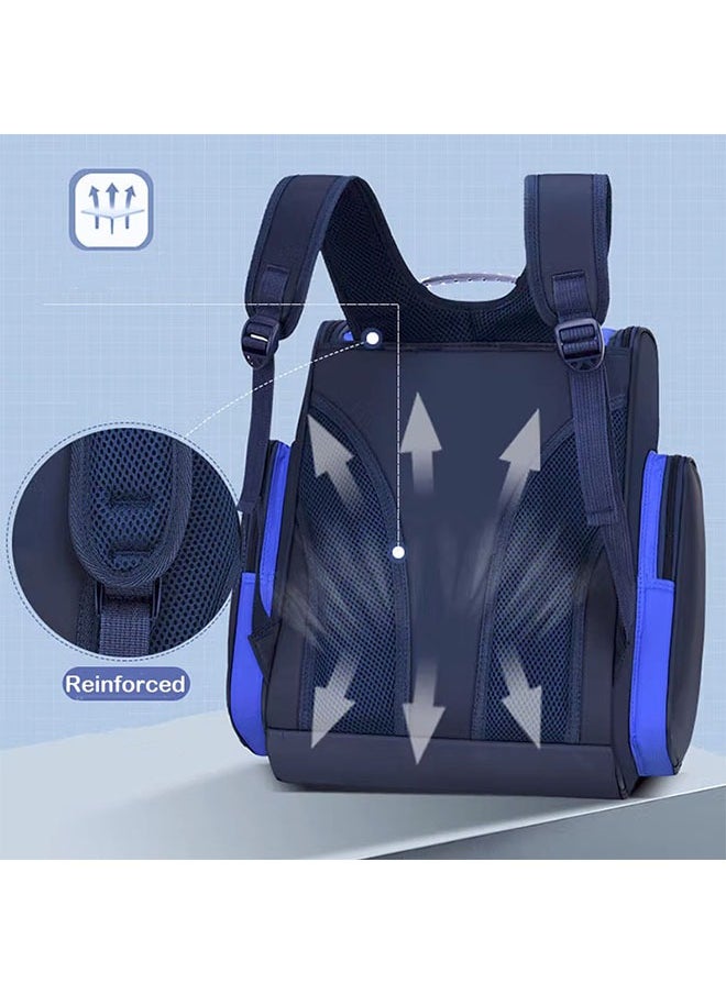 Generic - Rolling Trolley Bag Wheeled Backpack Primary Schoolbag with 6 Wheels Elementary School Students Schoolbag Middle School Trolley Bookbag (Blue) - Image 1
