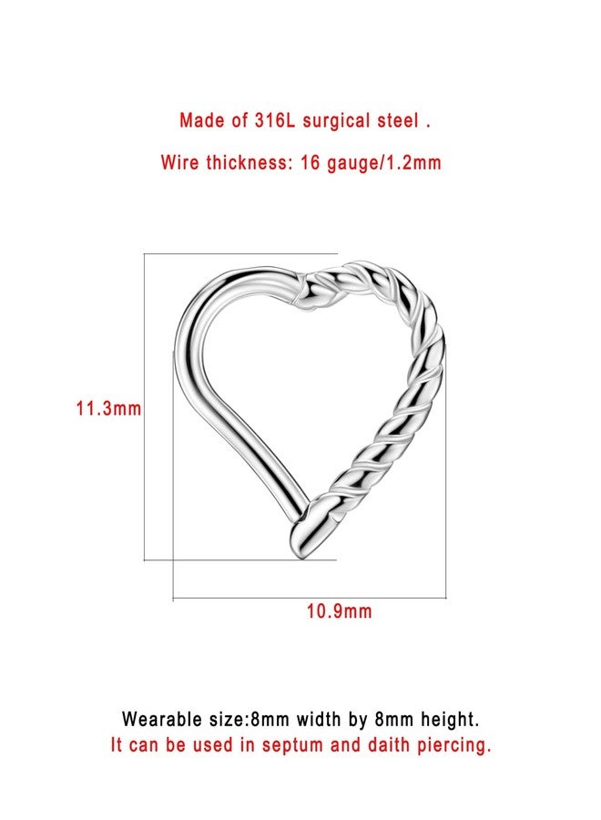 FANSING Braided Heart Daith Piercing Jewelry 16g Daith Earrings Hoop Surgical Steel Daith Hoop for Both Ears - Image 3