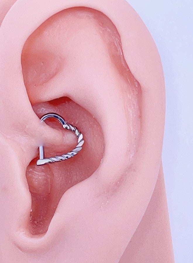 FANSING Braided Heart Daith Piercing Jewelry 16g Daith Earrings Hoop Surgical Steel Daith Hoop for Both Ears - Image 4