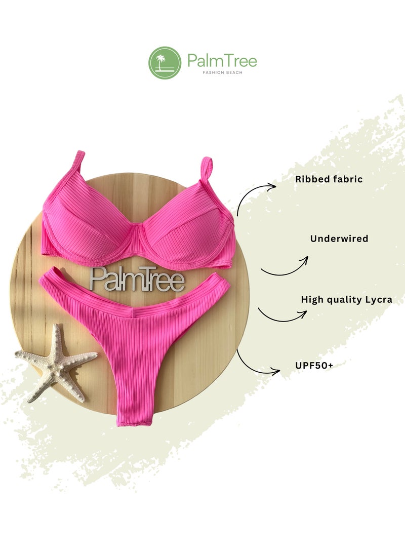 PalmTree Fashion Beach - Tie Back Padded Bralette Brazilian Bikini 2 Pieces Swimsuit - Image 1