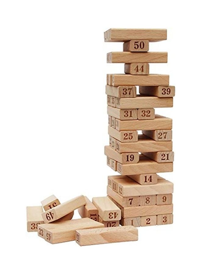 Brand Conquer 54-Piece Wooden Stacking Tower With Number Blocks - Image 1