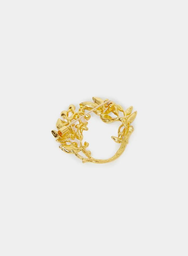 Styli Styli Gold Leaf & Pearl Brooch