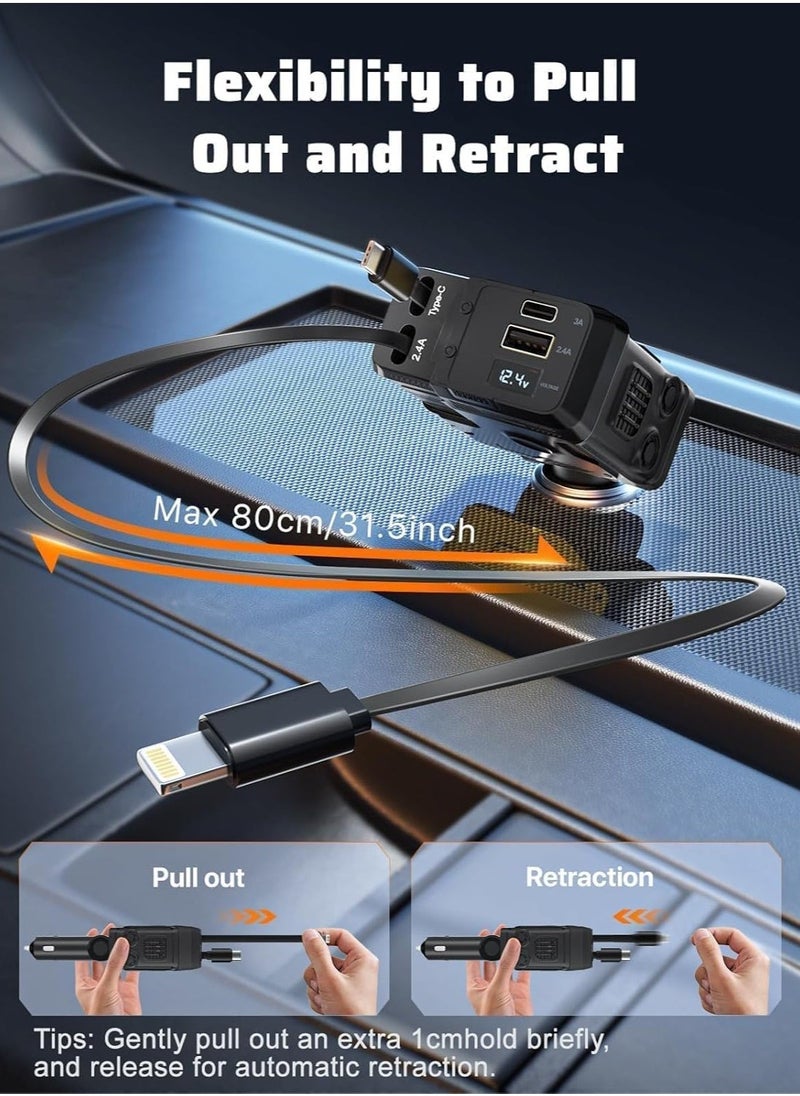 JAJEEK 120W Car Charger with 4 Ports, 4-in-1 Super Fast Car Phone Charger, 2 USB Ports Car Charger Adapter, Compatible with Multiple Brands (Black) - Image 3