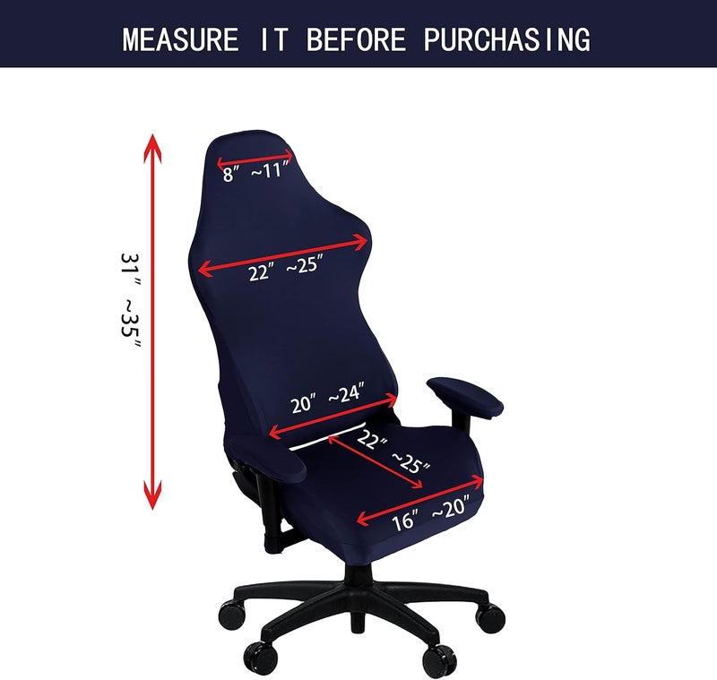SARAFLORA Gaming Chair Covers - Stretch Washable Slipcovers for Gaming, Office & Computer Chairs (Navy, X-Large) - Image 2