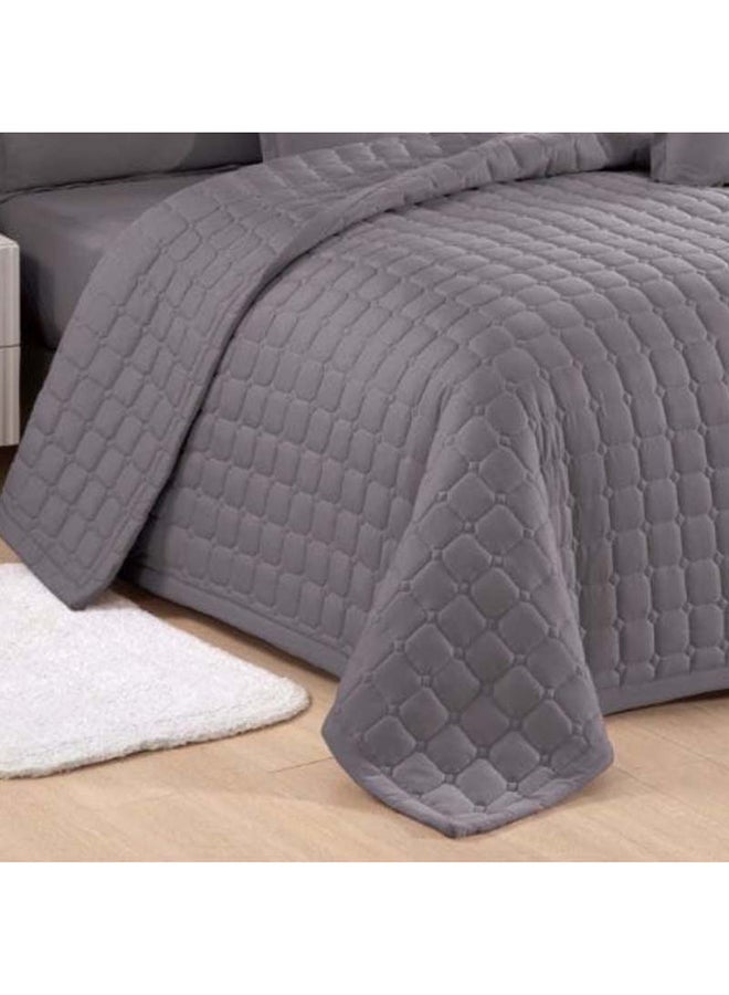 أوليفا | طقم مفرش مجوز سادة  مضغوط  6 قطع 240*220 سم  رمادي - Image 2