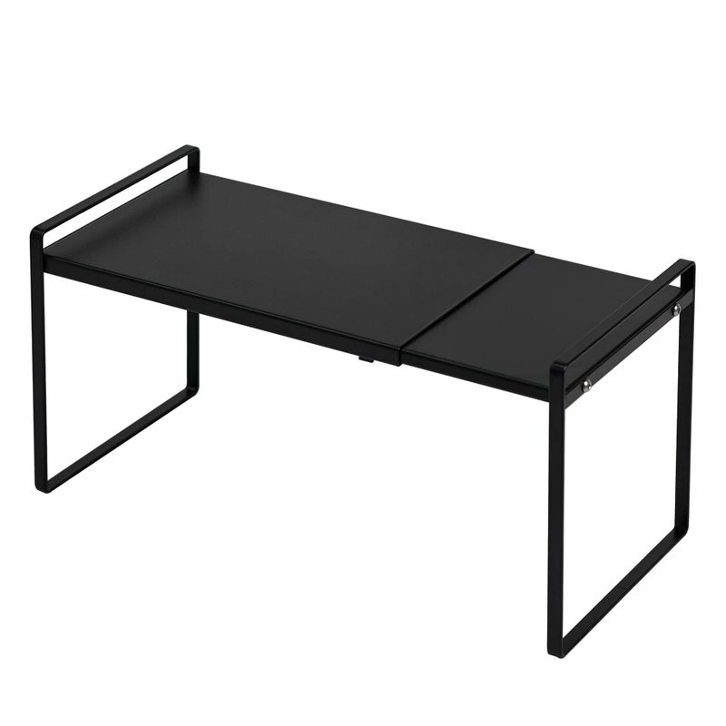 Nxconsu Expandable Cabinet Shelf Organizer Riser For Kitchen Pantry Cupboard Under Sink Countertop Home Storage Organization Rack Space Saver Freestanding Heavy Duty Nonslip Stackable Black - Image 1