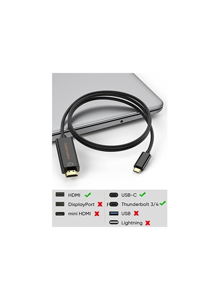 CableCreation USB C to HDMI Cable 0.9M Short, CableCreation USB Type C to 4K HDMI Adapter for Home Office, Thunder 3 Compatible for MacBook Pro/Air 2022, iPad Pro, Surface Pro 7, XPS 15, Galaxy S22，iPhone 15/15Pro - Image 2