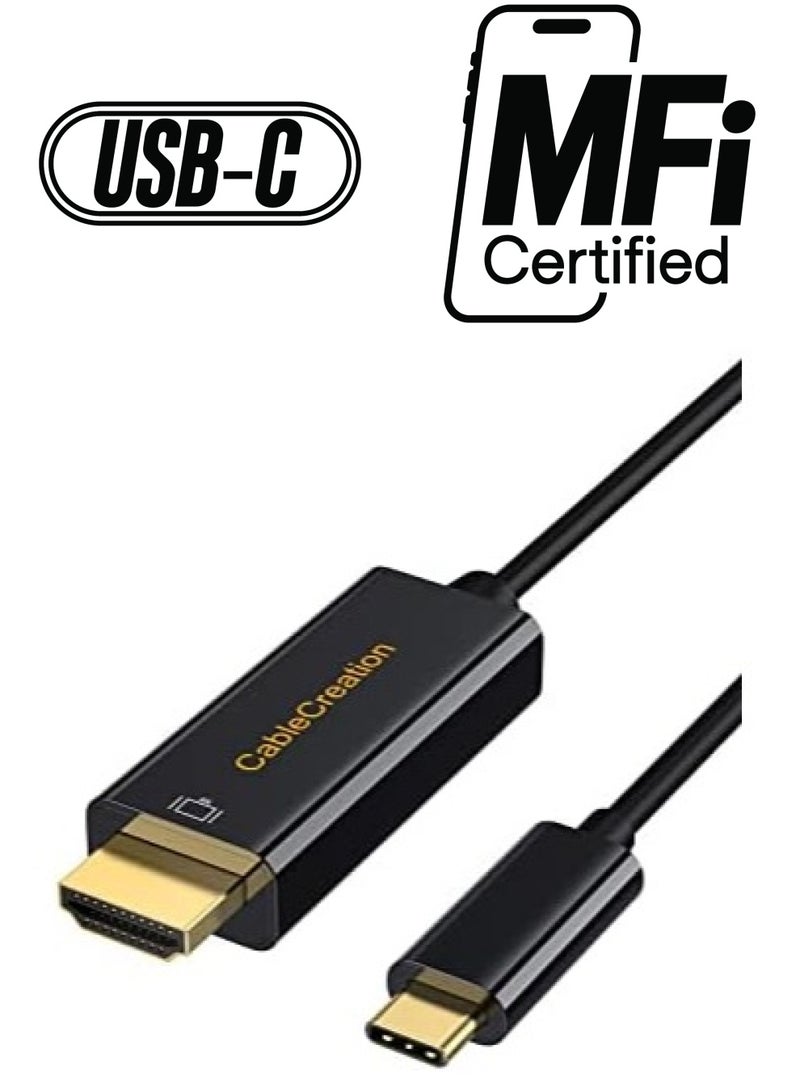 CableCreation USB C to HDMI Cable 0.9M Short, CableCreation USB Type C to 4K HDMI Adapter for Home Office, Thunder 3 Compatible for MacBook Pro/Air 2022, iPad Pro, Surface Pro 7, XPS 15, Galaxy S22，iPhone 15/15Pro - Image 1