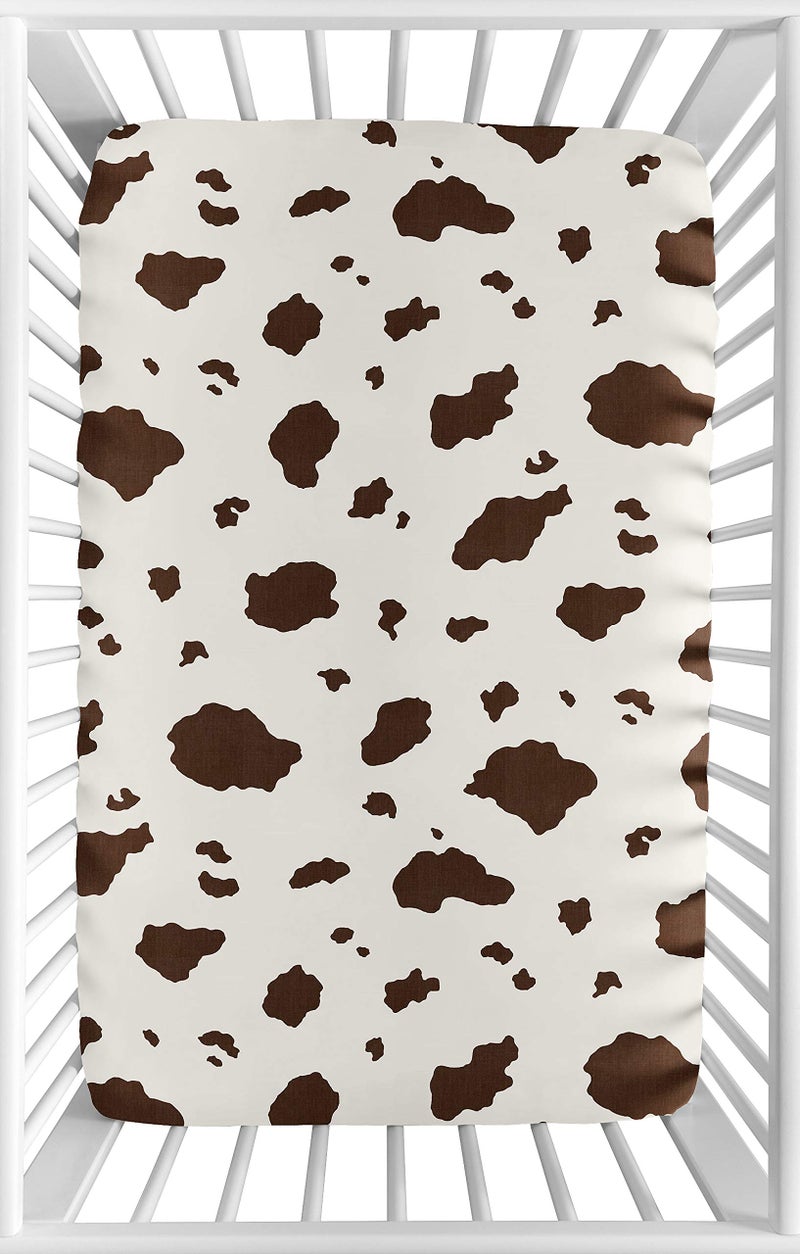 Sweet Jojo Designs Sweet Jojo Designs Brown Cow Print Baby Boy Fitted Mini Portable Crib Sheet for Western Wild West Collection  for Mini Crib or Pack and Play ONLY 