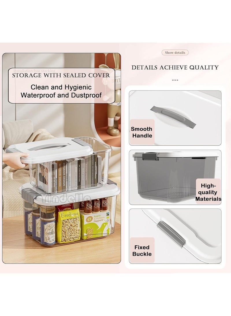 Yindella Yindella Set of 4 Plastic Stackable Organizer Boxes Dustproof Storage Container Case with Lid Handle Large Multipurpose Storage Bin82L 155L 252L 386L Transparent Storage BoxSet of 4  - Image 2