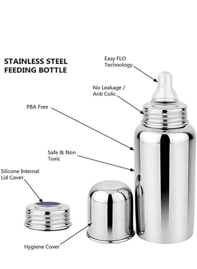 Cuteably Stainless Steel Baby Bottle, 304 Food Grade, Wide Neck, Anti-Colic, BPA Free, 0-2 Years (150 ML) - Image 4