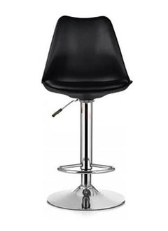 AL WADI FURNITURE AWF AL WADI FURNITURE Set Of 2 Adjustable Fiber Back Bar Chair with Cushioned Seating Bar Stool Comfortable Swivel Chair With Metal Base And Footrest (Black)  - Image 3