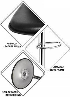 AL WADI FURNITURE AWF AL WADI FURNITURE Set Of 2 Adjustable Fiber Back Bar Chair with Cushioned Seating Bar Stool Comfortable Swivel Chair With Metal Base And Footrest (Black)  - Image 5