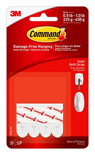 Command Small Refill Adhesive Strips, Damage-Free Hanging, Removable Wall Adhesive for Indoor Hooks, No-Tools Installation, 20 White Strips - Image 1